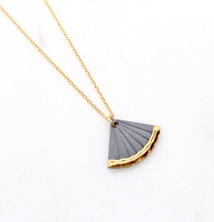 Dipped Fan Porcelain Necklace by Mier Luo