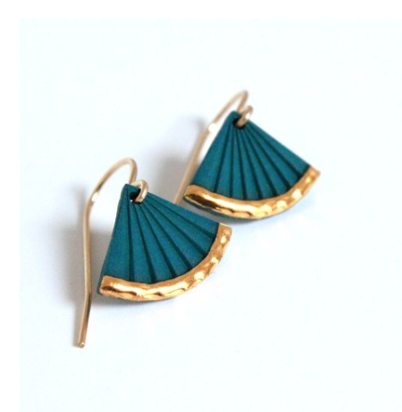 Dipped Fan Porcelain Earrings by Mier Luo
