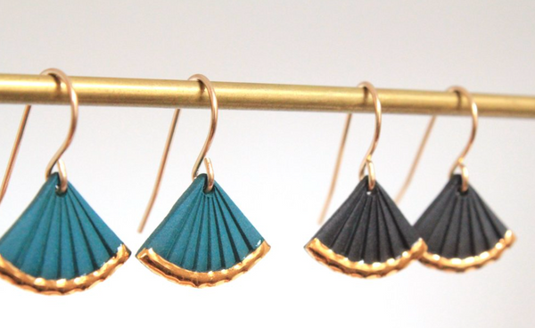Dipped Fan Porcelain Earrings by Mier Luo