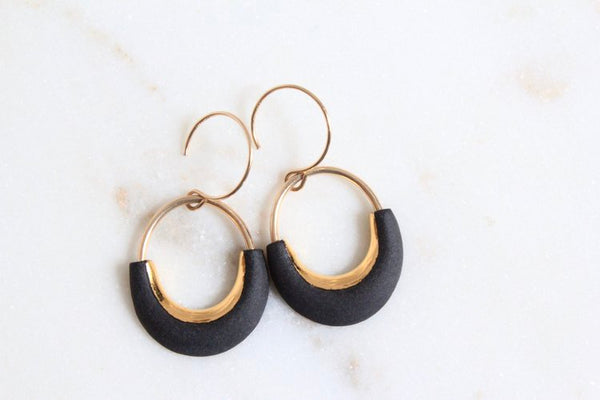 Eden Round Porcelain Earrings by Mier Luo