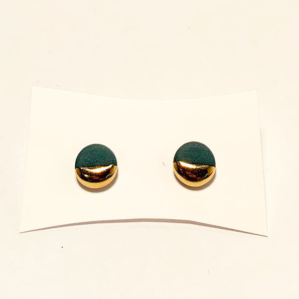 Gold Dipped Large Circle Porcelain Studs by Mier Luo