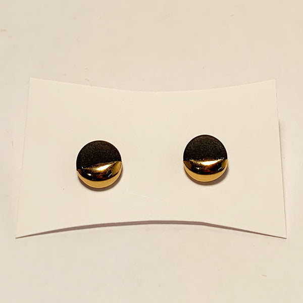 Gold Dipped Large Circle Porcelain Studs by Mier Luo