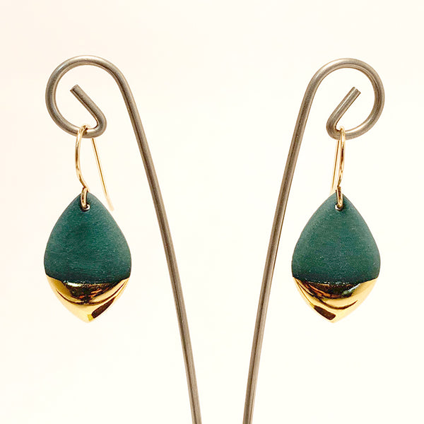 Gold Dipped Marquis Porcelain Earrings by Mier Luo