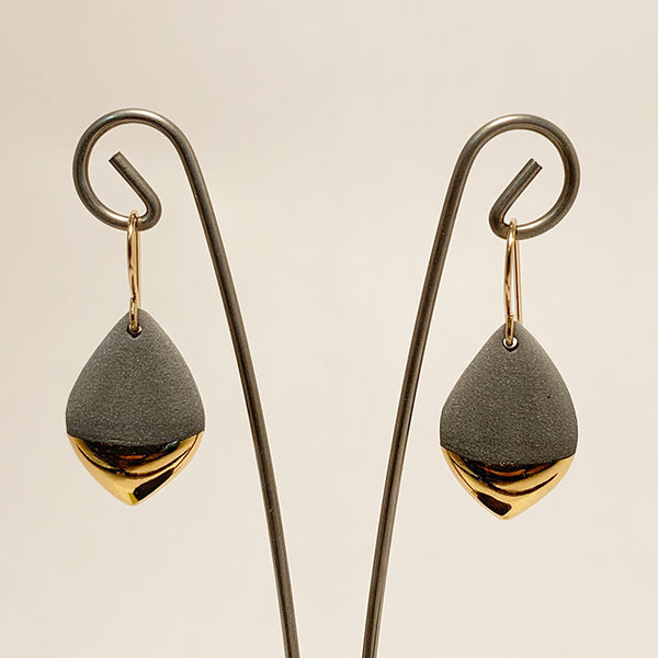 Gold Dipped Marquis Porcelain Earrings by Mier Luo