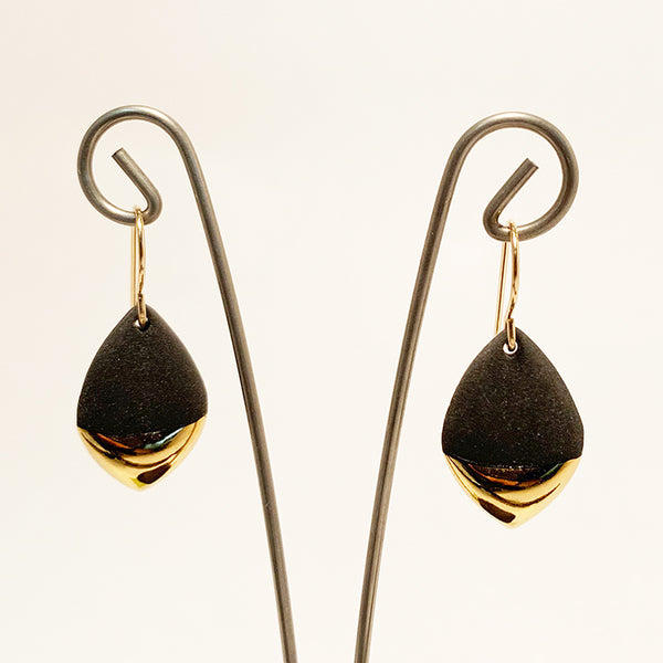 Gold Dipped Marquis Porcelain Earrings by Mier Luo