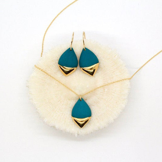Gold Dipped Marquis Porcelain Earrings by Mier Luo