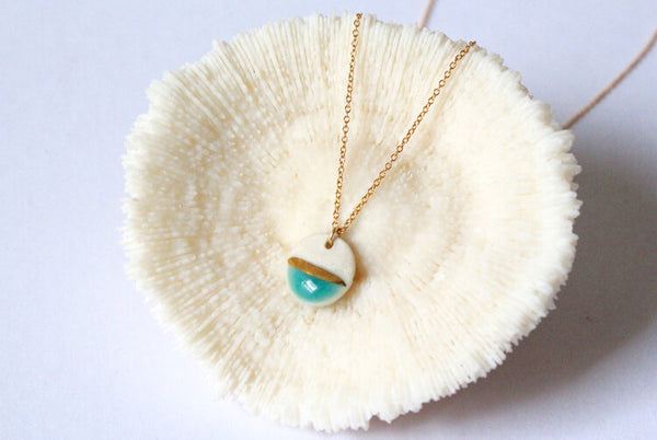 Striped Circle Porcelain Necklace by Mier Luo