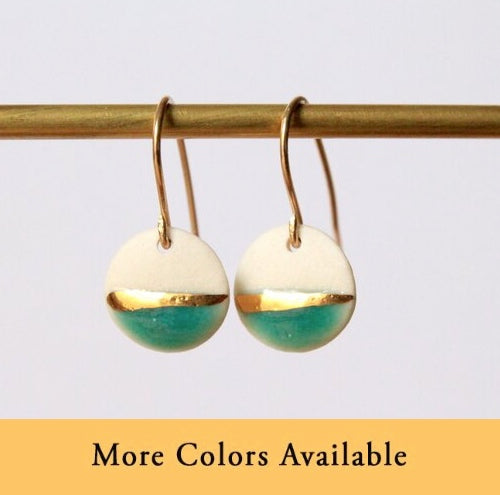 Striped Circle Porcelain Earrings by Mier Luo