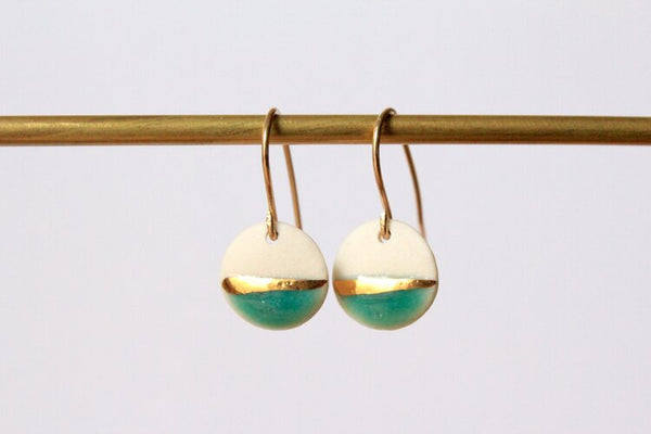 Striped Circle Porcelain Earrings by Mier Luo