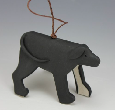 Porcelain Black Dog Ornament by Beth DiCara
