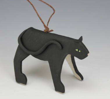 Porcelain Black Cat Ornament by Beth DiCara