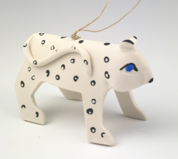 Porcelain Snow Leopard Ornament by Beth DiCara