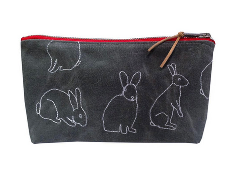Small Waxed Canvas Rabbits Pouch by K studio