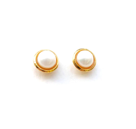 Pearl Cup Earrings with 18k Gold Vermeil by Heather Guidero