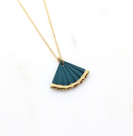 Dipped Fan Porcelain Necklace by Mier Luo