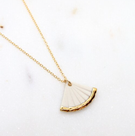 Dipped Fan Porcelain Necklace by Mier Luo