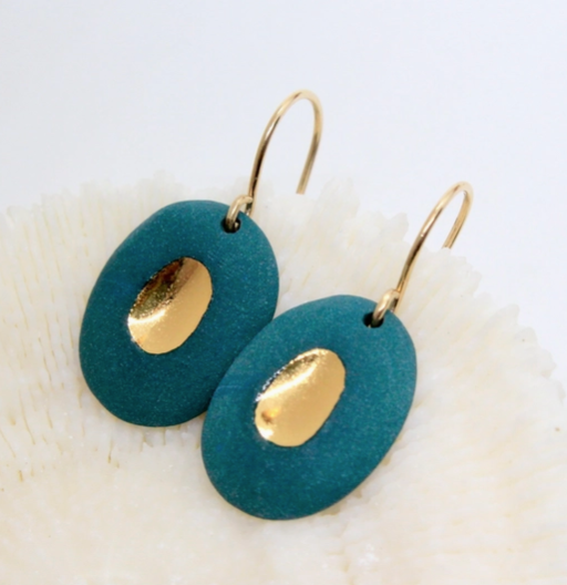 Guardian Shield Porcelain Earrings by Mier Luo