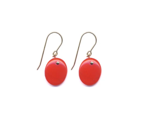 Red Oval Earrings by I. Ronni Kappos