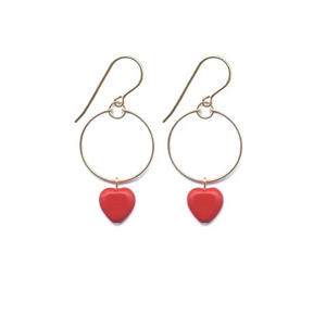 Red Heart Hoop Earrings by I. Ronni Kappos