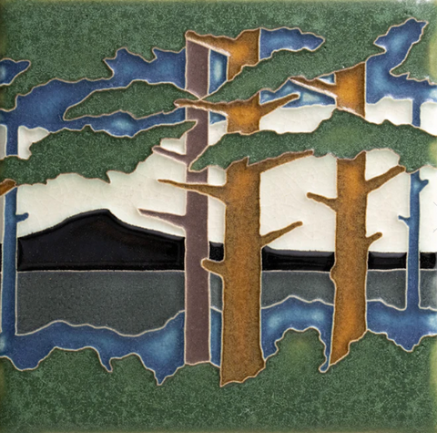 Ceramic Pine Landscape Tile by Motawi Tileworks