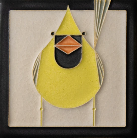Ceramic Yellow Cardinal Tile by Motawi Tileworks