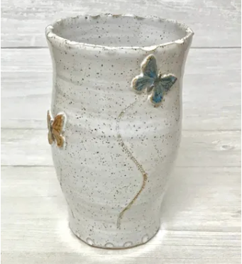 Stoneware Large Butterfly Vase by Bari Moss Ceramics
