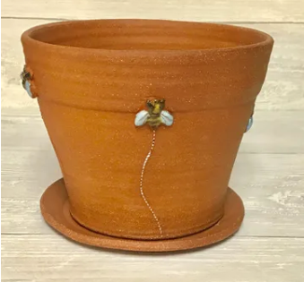 Stoneware Flower Pot by Bari Moss Ceramics