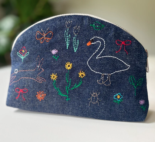 Waxed Denim Biota Pouch by K studio