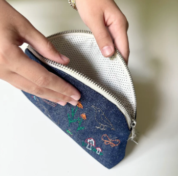 Waxed Denim Biota Pouch by K studio