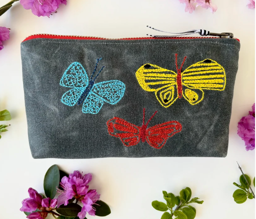Small Waxed Canvas Butterfly Pouch by K studio