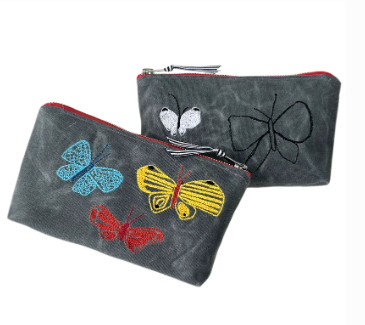 Small Waxed Canvas Butterfly Pouch by K studio