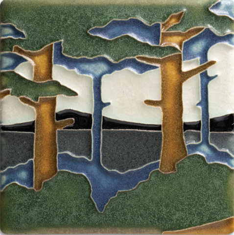 Ceramic Pine Landscape Tile by Motawi Tileworks