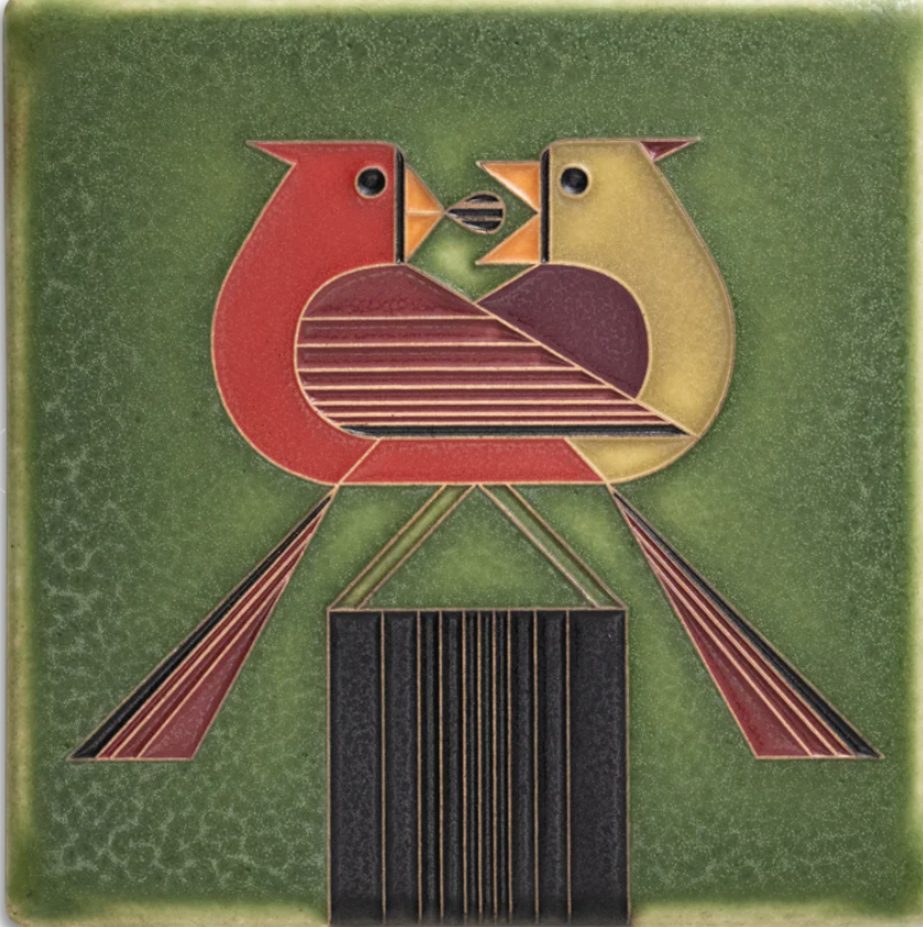Ceramic "Redbird Romance" Tile by Motawi Tileworks