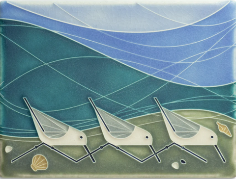 Ceramic Beach Birds Tile by Motawi Tileworks