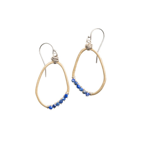 Bronze Freeform Wrapped Earrings with Lapis by Original Hardware