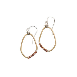 Bronze Freeform Wrapped Earrings with Red Garnets by Original Hardware