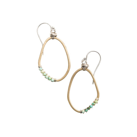 Bronze Freeform Wrapped Earrings with Turquoise by Original Hardware