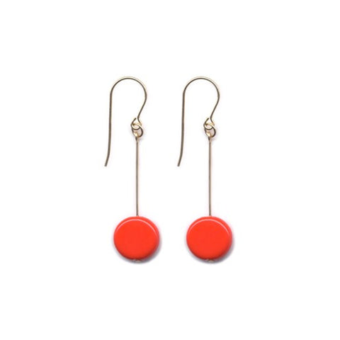 Red Circle Drop Earrings by I. Ronni Kappos