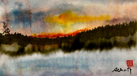 Original Landscape Watercolor Card by Sanford Schatz