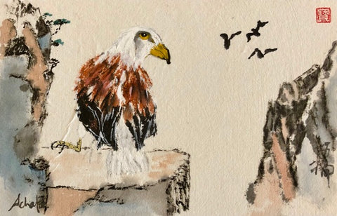 Original Eagle Watercolor Card by Sanford Schatz