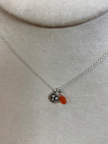 Carnelian and Sterling Silver Bud Charm Necklace by Ananda Khalsa Jewelry