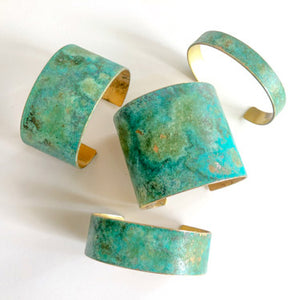 Sea Foam Patina Brass Cuff by SSD Jewelry