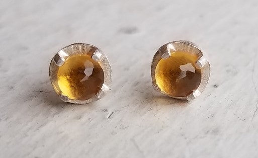 Citrine and Sterling Silver Earrings by Heather Guidero