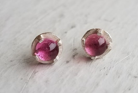 Pink Tourmaline and Sterling Silver Earrings by Heather Guidero