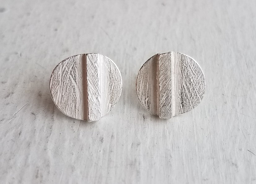 Carved Sterling Silver Earrings by Heather Guidero