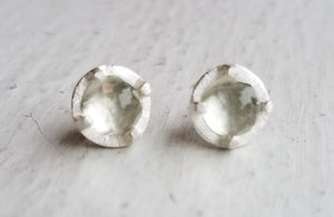 Green Amethyst and Sterling Silver Earrings by Heather Guidero