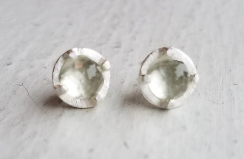 Green Amethyst and Sterling Silver Earrings by Heather Guidero