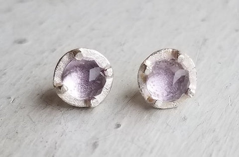 Amethyst and Sterling Silver Earrings by Heather Guidero