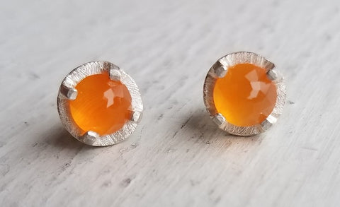 Carnelian and Sterling Silver Earrings by Heather Guidero