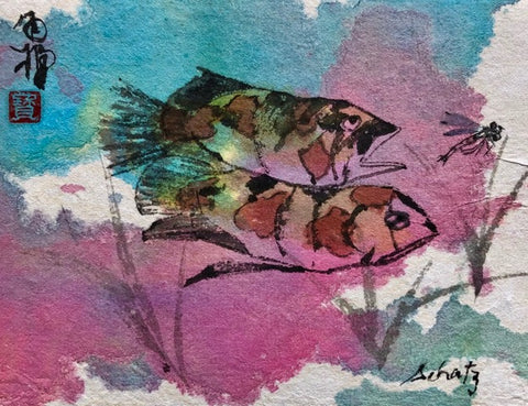 Original Fish Watercolor Card by Sanford Schatz